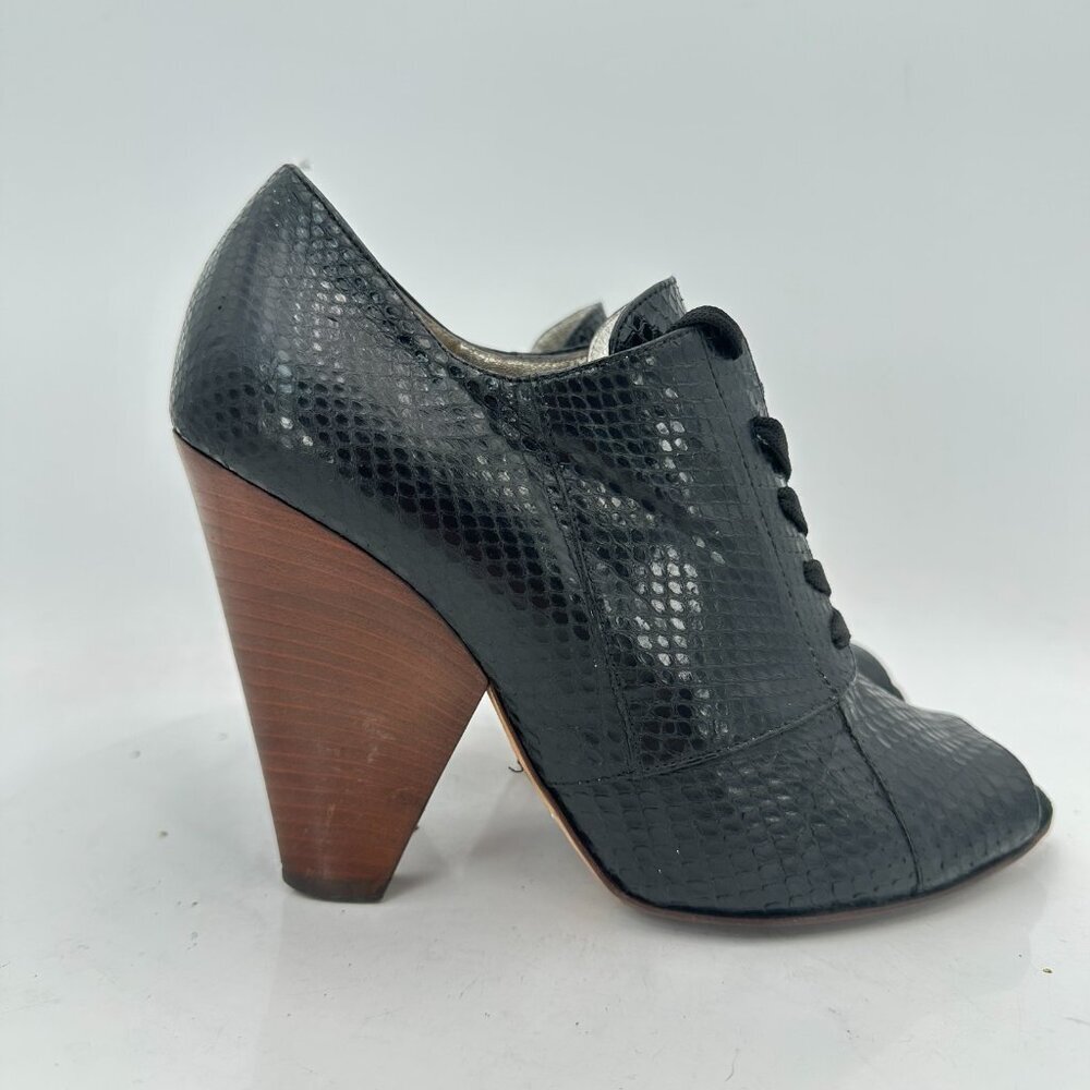 Dolce Gabbana Women Size EU 38.5 US 8.5 Black Snakeskin Leather Block High Heel - Picture 4 of 10